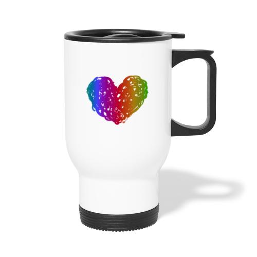 Rainbow heart - 14 oz Travel Mug with Handle