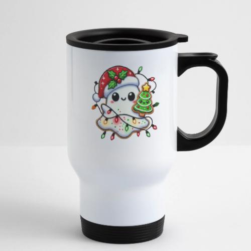 Christmas Collection - Snow Ghost in Santa Hat - 14 oz Travel Mug with Handle
