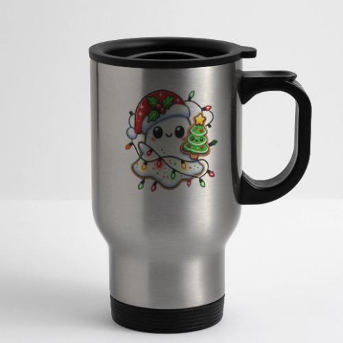 Christmas Collection - Snow Ghost in Santa Hat - 14 oz Travel Mug with Handle