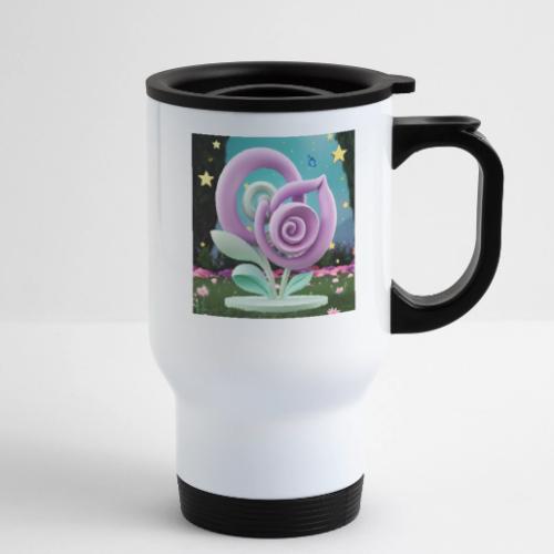 Lila Bloom | Double Floral Eco-Inspired Art - 14 oz Travel Mug with Handle