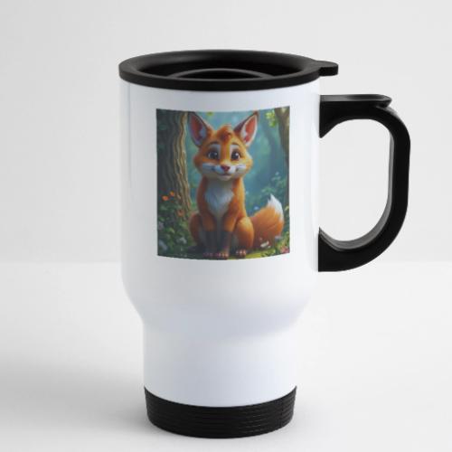 Magical fantasy fox in enchanted forest scene - 14 oz Travel Mug with Handle