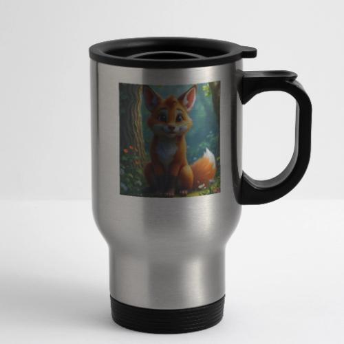 Magical fantasy fox in enchanted forest scene - 14 oz Travel Mug with Handle
