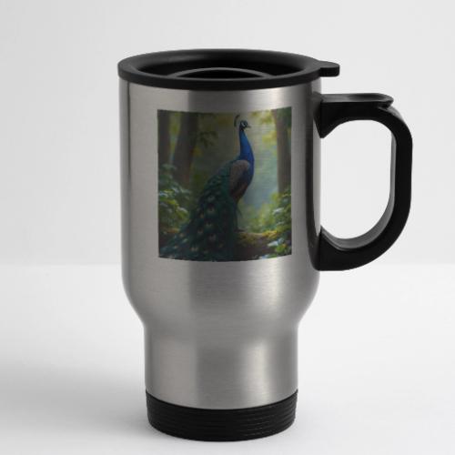 Majestic Peacock in Enchanted Forest - 14 oz Travel Mug with Handle