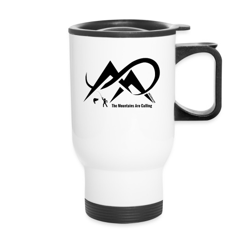 Fishing - The Mountains Are Calling - Black Logo - Travel Mug with Handle