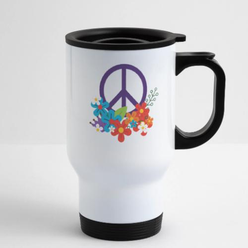 Hippie Peace Design avec des fleurs - Tasse de voyage avec anse