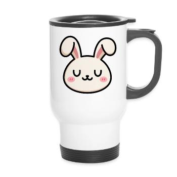 Uwu Face Uwu Rabbit - 14 oz Travel Mug with Handle - white - Front
