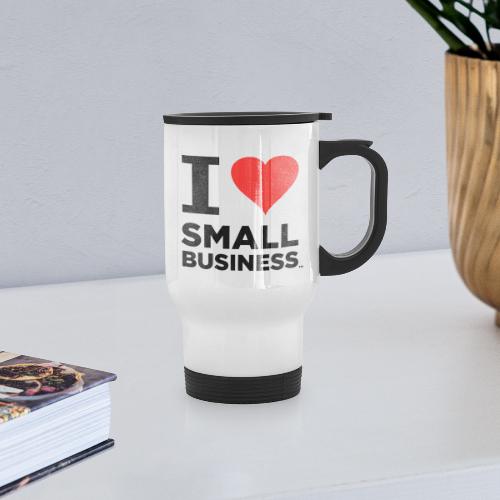 I Heart Small Business (Black & Red) - Travel Mug with Handle