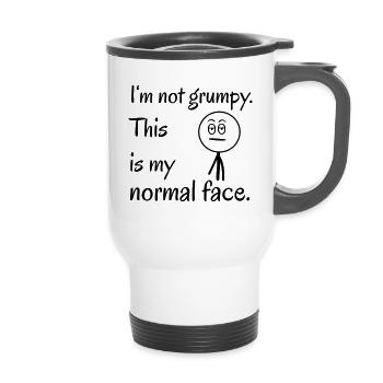 This is my normal face - 14 oz Travel Mug with Handle - white - Front