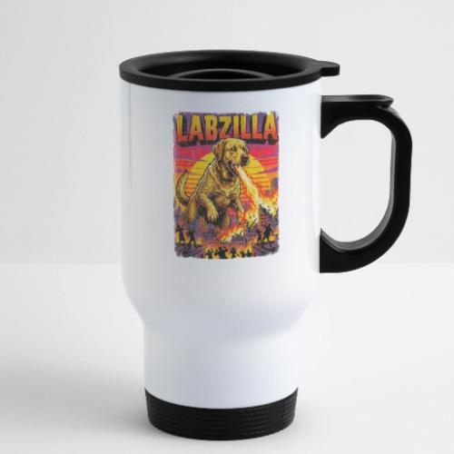 Labzilla Giant Yellow Labrador Monster Tee - 14 oz Travel Mug with Handle