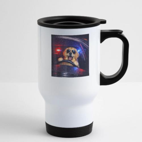 Funny Police Golden Retriever Meme Tee - 14 oz Travel Mug with Handle