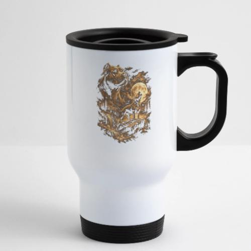 Pit Bull Howling Moon Fantasy Forest Tee - 14 oz Travel Mug with Handle