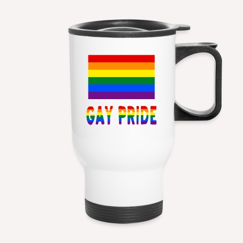 Gay Pride Flag and Words - Travel Mug with Handle