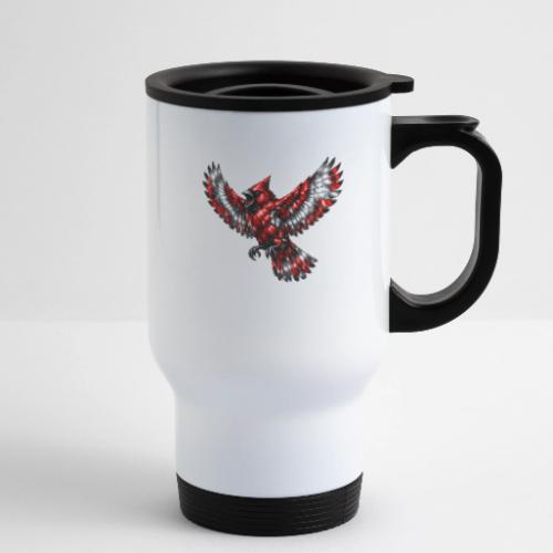 Silver Cardinal in Flight - 14 oz Travel Mug with Handle