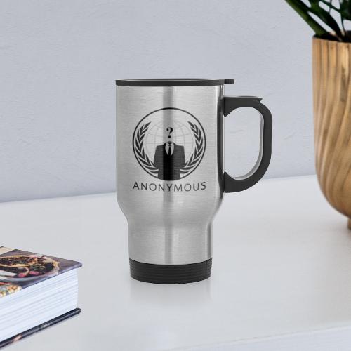 Anonymous 1 - Black - 14 oz Travel Mug with Handle