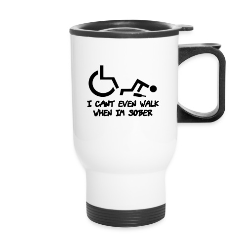 Drunk wheelchair humor, wheelchair fun, wheelchair - Travel Mug with Handle