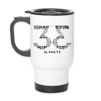 3L3VAT3 THE COMMUNITY - 14 oz Travel Mug with Handle - white - Back