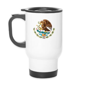 Mexican Coat of Arms - 14 oz Travel Mug with Handle - white - Back