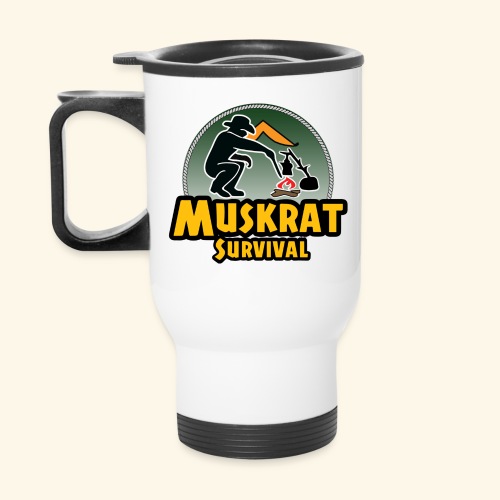 Muskrat round logo - 14 oz Travel Mug with Handle