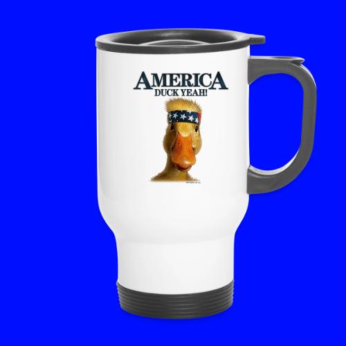 America, Duck Yeah! Shirt - 14 oz Travel Mug with Handle