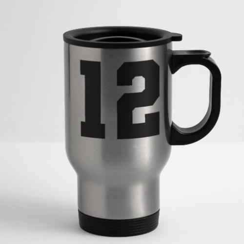 Varsity Number 12 Sports Design - 14 oz Travel Mug with Handle