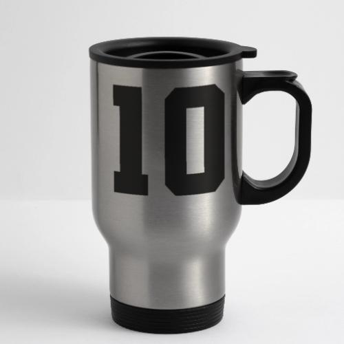 Varsity Number 10 Athletic Design - 14 oz Travel Mug with Handle