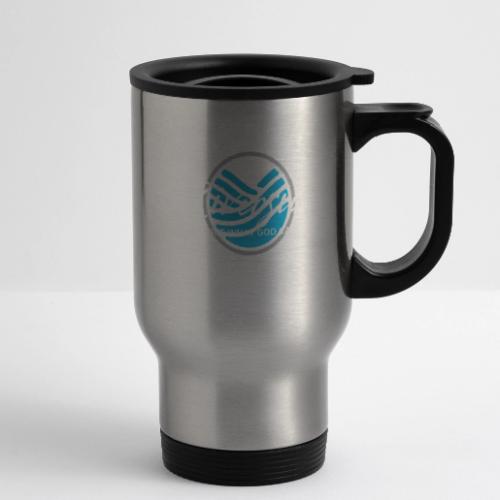 Riverside Logo/Slogan, white - 14 oz Travel Mug with Handle