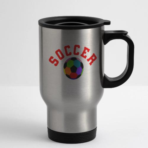Soccer: Colorful Kick - 14 oz Travel Mug with Handle