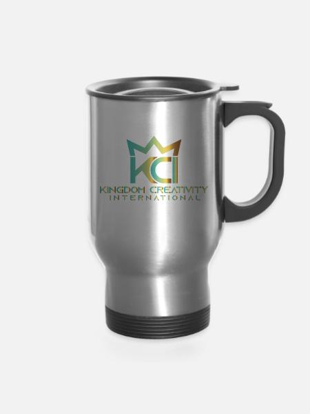 Kingdom Creativity International - 14 oz Travel Mug with Handle - silver