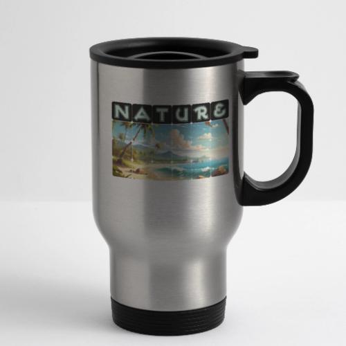 Nature: Sun-Kissed Shore - 14 oz Travel Mug with Handle
