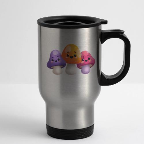 Colorful Mushroom Companions - 14 oz Travel Mug with Handle