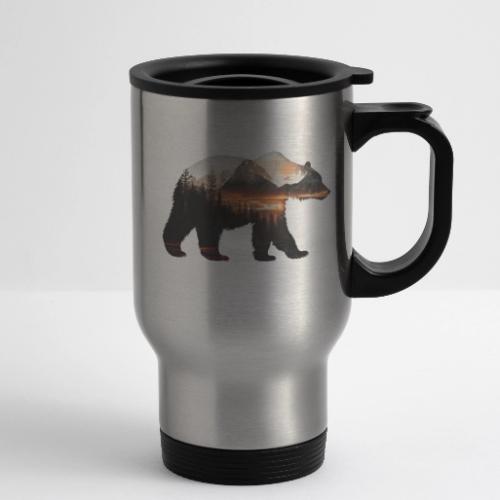 Canada Bear: fiery tones - 14 oz Travel Mug with Handle