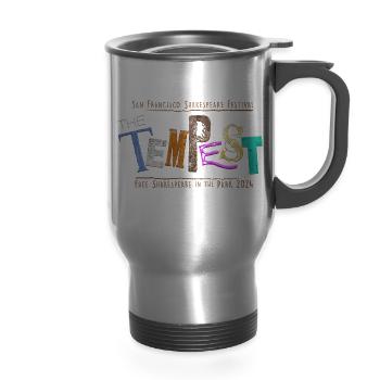 The Tempest - Free Shakespeare in the Park 2024 - 14 oz Travel Mug with Handle - silver - Front