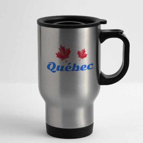 Québec with two red maple leaves - 14 oz Travel Mug with Handle
