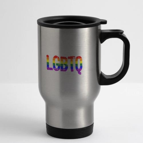 LGBTQ AF LGBTQ as Fuck Rainbow Pride Flag - 14 oz Travel Mug with Handle