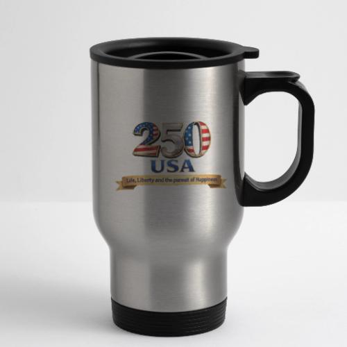 250 USA Liberty Banner - 14 oz Travel Mug with Handle