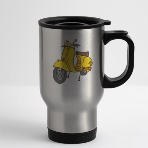 Yellow motor scooter - 14 oz Travel Mug with Handle
