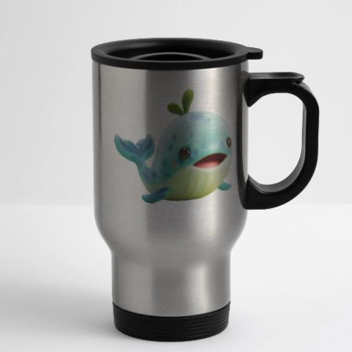 Playful Green-Blue Baby Whale - 14 oz Travel Mug with Handle