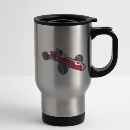 Red racing car, racecar, sportscar - 14 oz Travel Mug with Handle
