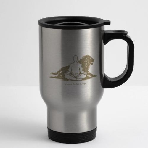 Silence Builds Kings Meditation Lion - 14 oz Travel Mug with Handle