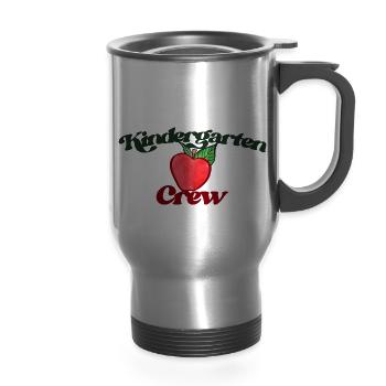 Kindergarten Crew - 14 oz Travel Mug with Handle - silver - Front