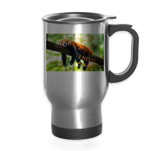 Fox napping meme - 14 oz Travel Mug with Handle