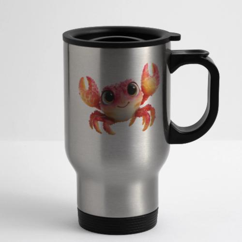 Cheerful Red Baby Crab Character - 14 oz Travel Mug with Handle