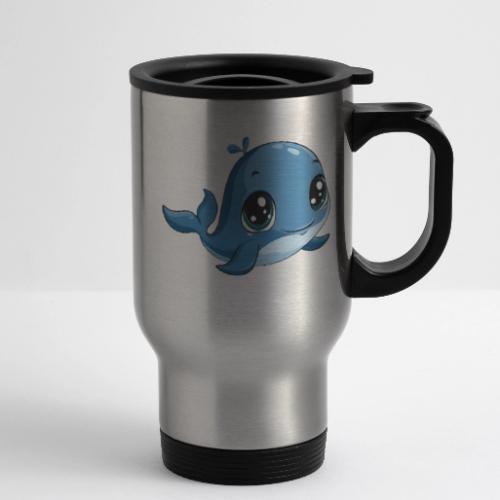 Smiling Blue Baby Whale - 14 oz Travel Mug with Handle