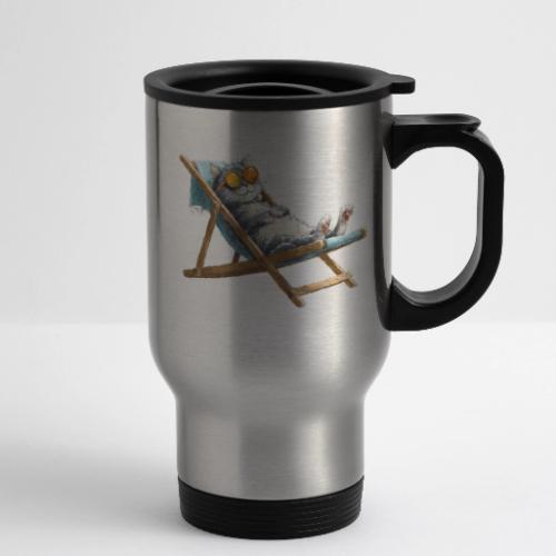Sunshine Cat Mode - 14 oz Travel Mug with Handle