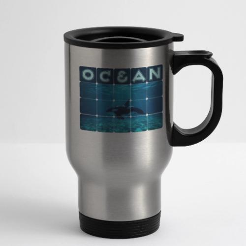 Ocean: Orca in Motion - 14 oz Travel Mug with Handle