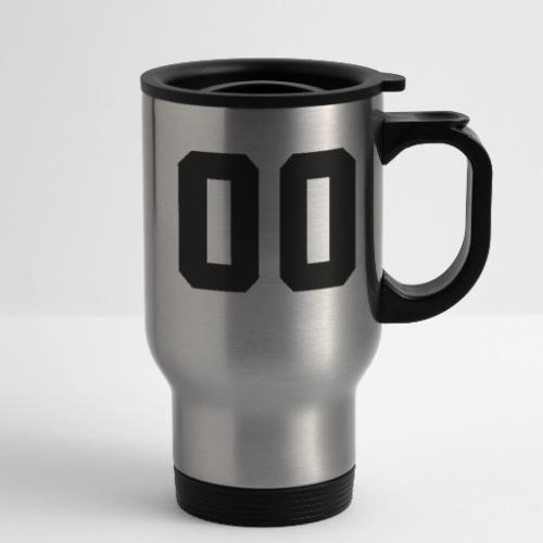 Varsity 00 Athletic Number Design - 14 oz Travel Mug with Handle