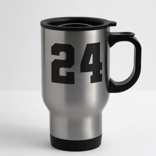 Varsity Number 24 College Font - 14 oz Travel Mug with Handle