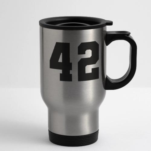Varsity Number 42 Sports Style - 14 oz Travel Mug with Handle