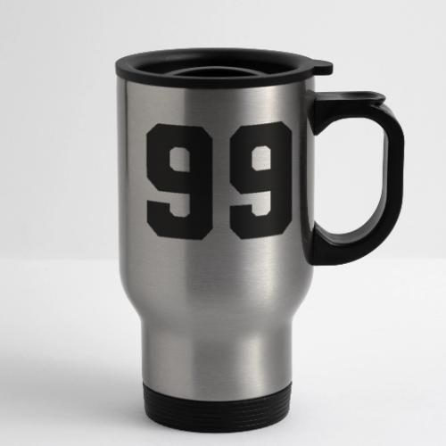 Varsity Number 99 Athletic Font - 14 oz Travel Mug with Handle