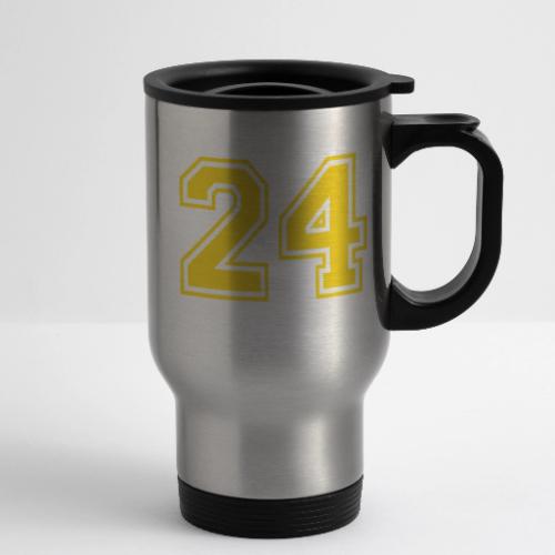 Number 24 in a classic athletic collegiate font - 14 oz Travel Mug with Handle